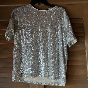 Champagne Sequins short sleeve shirt
